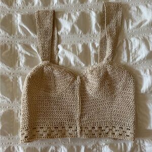 Beige Crochet Knit Crop Top – Boho / Summer